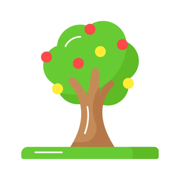 Amazing Vector Fruit Tree Editable Style Fresh Fruit Tree Icon — Stock Vector
