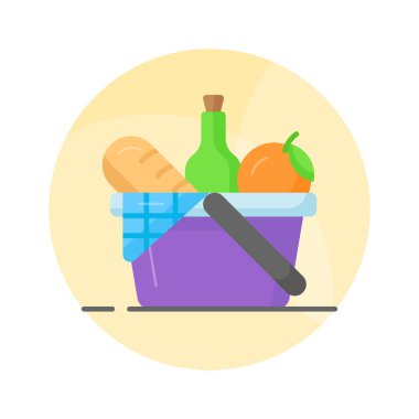 Bu yaratıcı olarak tasarlanmış meyve sepetinin simgesini modern tarzda tutun, simge kullanmaya hazır