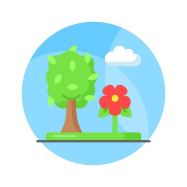 Bu güzel tasarlanmış bahar sahnesi simgesini düzenlenebilir biçiminde işaretleyin, simge kullanmaya hazır