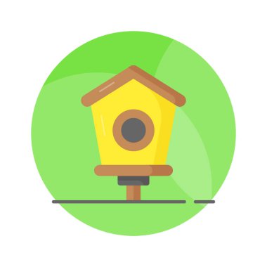 Kuş hortumunun bu güzel tasarlanmış vektörünü düzenlenebilir şekilde işaretleyin, kuş yuvası kutusunu.