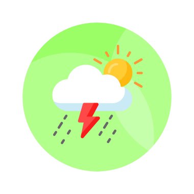 Yıldırımlı bulut, fırtınanın konsept vektörünü modern tarzda gösterir