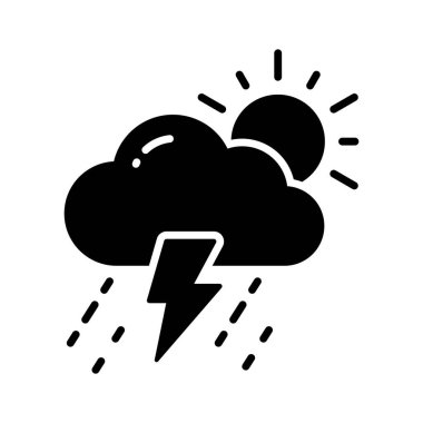 Yıldırımlı bulut, fırtınanın konsept vektörünü modern tarzda gösterir