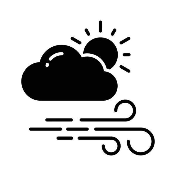Sonne Mit Wolken Als Konzept Vektor Des Wetters Trendigen Stil — Stockvektor