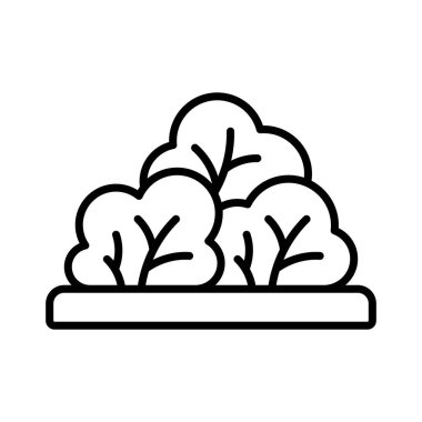 Beyaz arkaplanda izole edilmiş yeşil çalılıklar vektör tasarımı, yüksek kaliteli yeşillik simgesi