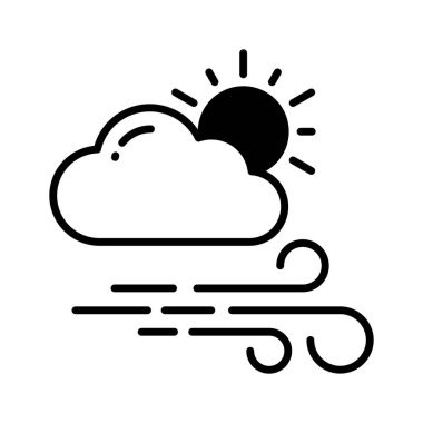 Sun with clouds denoting concept vector of weather in trendy style, premium icon clipart