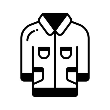 Modern tarzda beyaz arka planda izole edilmiş inanılmaz bir ceket ikonu.