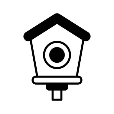 Kuş hortumunun bu güzel tasarlanmış vektörünü düzenlenebilir şekilde işaretleyin, kuş yuvası kutusunu.