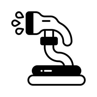 Bahçe hortumunun, su borusu vektörünün, bahçe ekipmanının düzenlenebilir bir simgesi