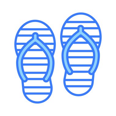 Beyaz arkaplanda, düzenlenebilir vektörde modern tarzda izole edilmiş parmak arası terliklerin simgesi