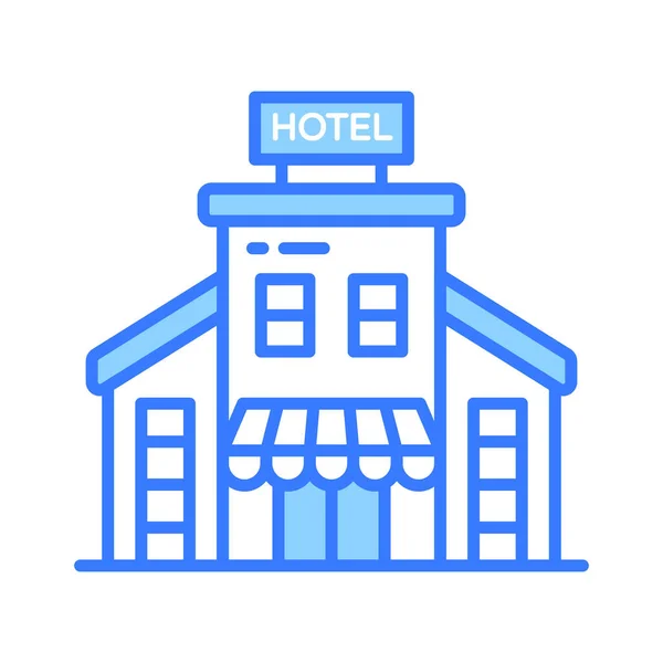 Ícone Lindamente Projetado Hotel Vetor Estilo Moderno Edifício Hotel Personalizável — Vetor de Stock