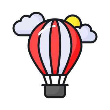 Yaratıcı olarak tasarlanmış sıcak hava balonu vektörü sıcak hava balonu macerasının tadını çıkar.