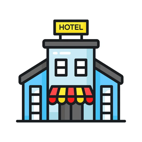 Güzel Tasarlanmış Otel Ikonu Otel Binasının Modern Stil Vektörü Kişiselleştirilebilir — Stok Vektör