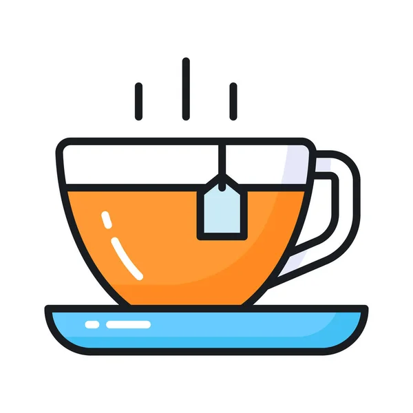 Hot Tea Cup Vector Icon Design Hot Beverage Concept — Διανυσματικό Αρχείο