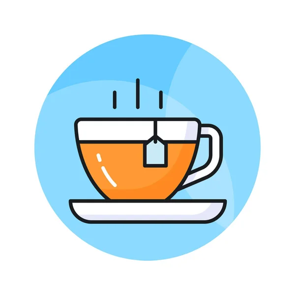 Hot Tea Cup Vector Icon Design Hot Beverage Concept — 图库矢量图片