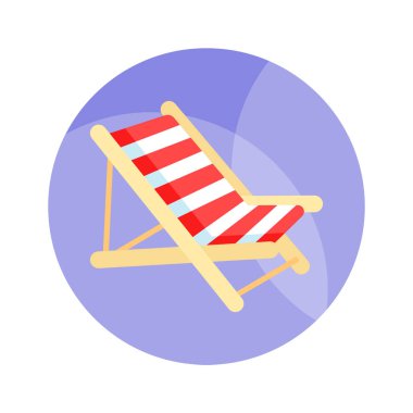 Sunbed 'in vektörünü kullanması kolay, modern tarzda düzenlenebilir bir güverte sandalyesi simgesi