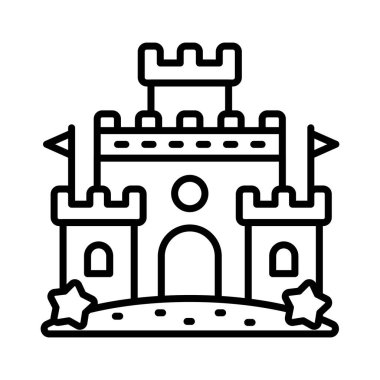 Ellerinizi dikkatlice tasarlanmış bu kumdan kale vektörüne modern tarzda yerleştirin.