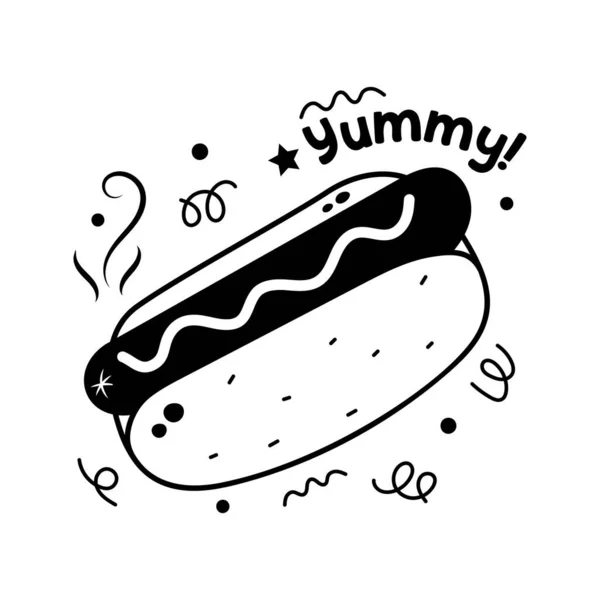 Projeto Vetor Hambúrguer Cachorro Quente Ícone Desenhado Mão Fast Food —  Vetores de Stock