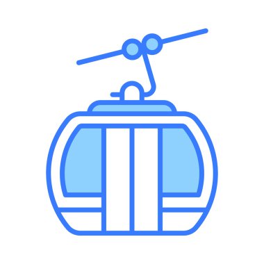 Tramvaya benzeyen araçları dik tepelerde veya eğimli tepelerde yukarı aşağı çekmek için kablo kullanan kablo taşıyıcıyı gösteren kablo vektörü