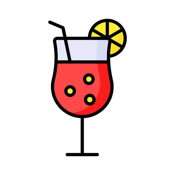 Ein Glas Frisches Getränk Mit Zitronenstück Zeigt Konzeptikone Des Cocktails — Stockvektor