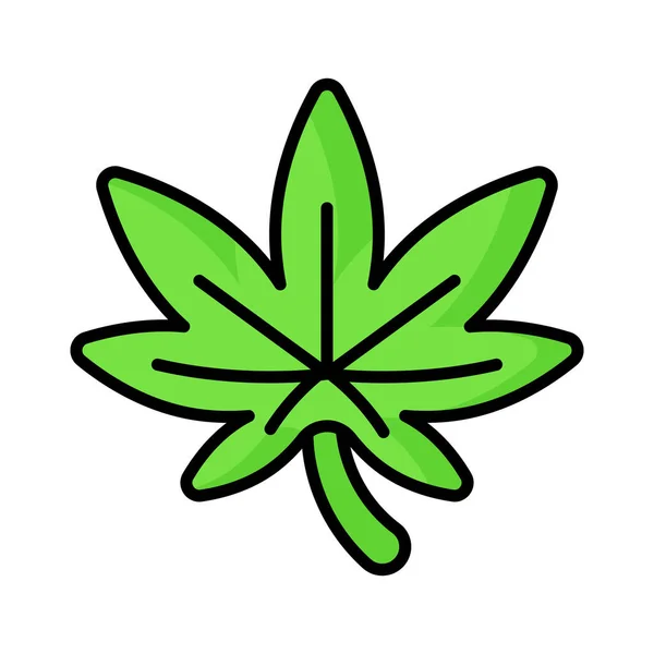 Eine Ikone Des Cannabis Blattes Trendigen Stil Isoliert Auf Weißem — Stockvektor