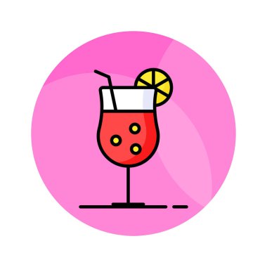 Kokteyl ikonunu gösteren limonlu bir bardak taze içecek.