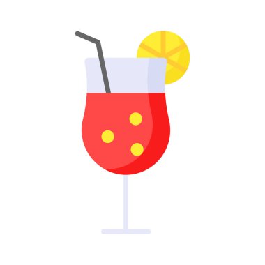 Kokteyl ikonunu gösteren limonlu bir bardak taze içecek.