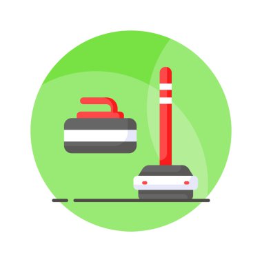 Curling oyun vektör tasarımı, beyaz arkaplanda izole