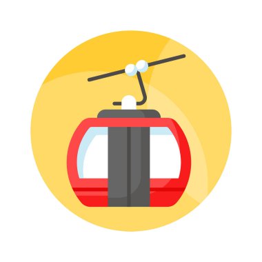 Tramvaya benzeyen araçları dik tepelerde veya eğimli tepelerde yukarı aşağı çekmek için kablo kullanan kablo taşıyıcıyı gösteren kablo vektörü