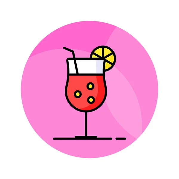 Kokteyl Ikonunu Gösteren Limonlu Bir Bardak Taze Içecek — Stok Vektör