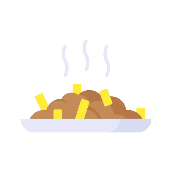 Icône Routine Repas Québécois Traditionnel Avec Sauce Aux Frites Fromage — Image vectorielle