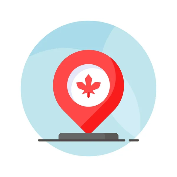 Épinglette Localisation Avec Feuille Érable Icône Emplacement Canadien Dans Style — Image vectorielle