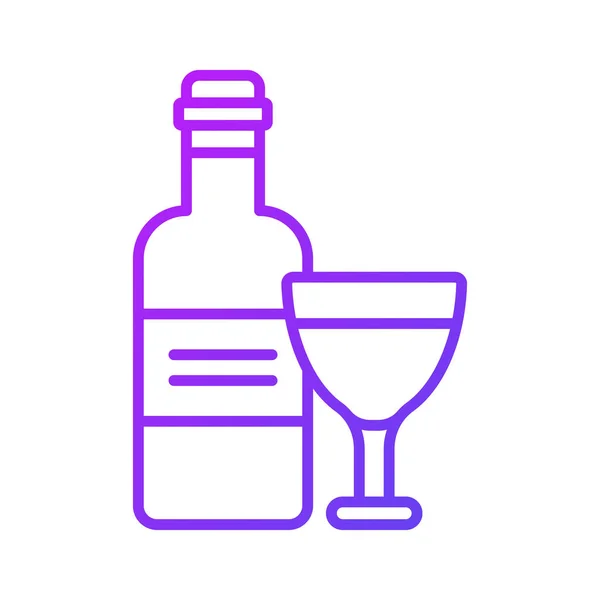 Copo Vinho Com Garrafa Mostrando Vetor Bebida Alcoólica Estilo Moderno — Vetor de Stock
