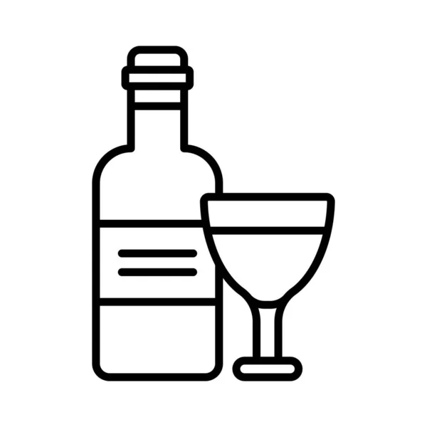 Şişeli Şarap Kadehi Alkollü Içkinin Vektörünü Modern Tarzda Gösteriyor — Stok Vektör