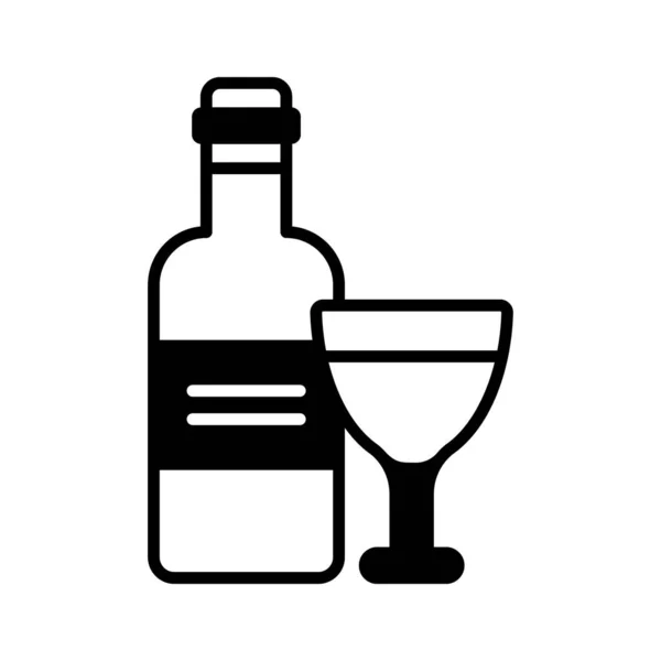 Şişeli Şarap Kadehi Alkollü Içkinin Vektörünü Modern Tarzda Gösteriyor — Stok Vektör