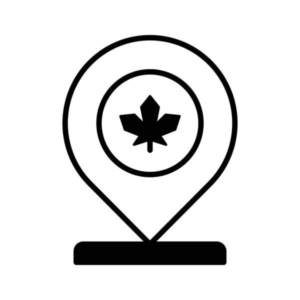 Akçaağaç Yaprağıyla Konum Broşu Modern Tarzda Kanada Konumu Simgesi — Stok Vektör