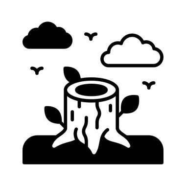 Beyaz arkaplanda modern tarzda izole edilmiş bir kütük simgesi