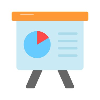 Tahtadaki turta grafiği, sunum tahtasını modern stilde gösterir.