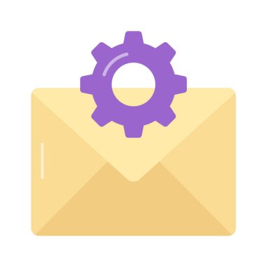 Günümüz tarzında e- posta ayarlarının vektörünü gösteren harf zarflı dişli