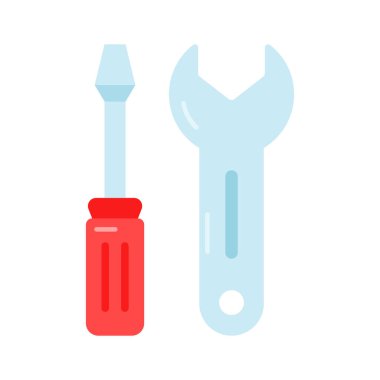 Modern stilde tamir araçlarının konsept vektörünü gösteren tornavidalı bir anahtar