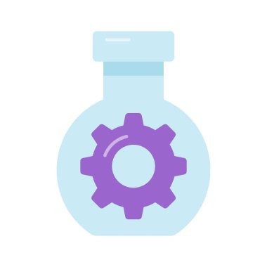 Şişenin içindeki çark, modern tarzda deney konsepti vektörü.