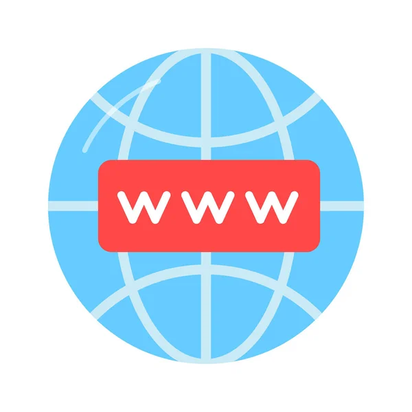 Flat Vector World Wide Web Trendy Style Easy Use Icon — Stock Vector