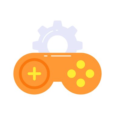 Oyun geliştirme simgesi konseptini gösteren dişli oyun konsolu