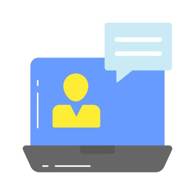 Sohbet baloncuğu içerisindeki kullanıcı görüntülü sohbet simgesi konseptini modayı düz biçimde tasvir ediyor