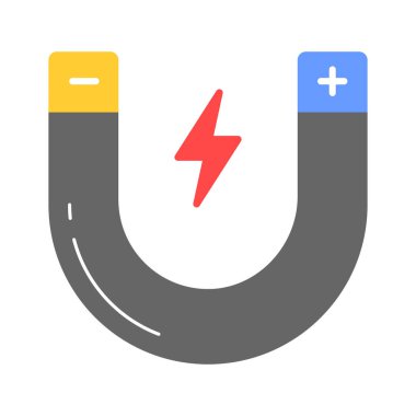 Fizik mıknatısı simgesi düz stil, ölçeklenebilir çekim vektörü