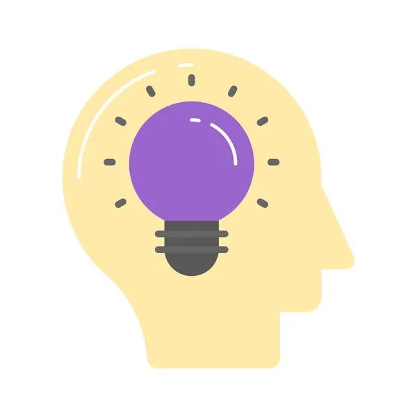 創造的な思考の概念のアイコンを示す人間の頭を持つ電球 — ストックベクタ