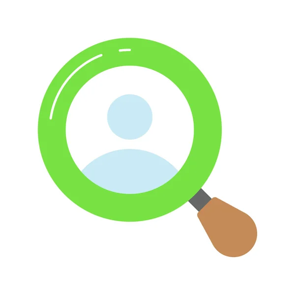 Person Magnifier Showing Concept Vector Recruitment Employee Search Icon — Stock Vector