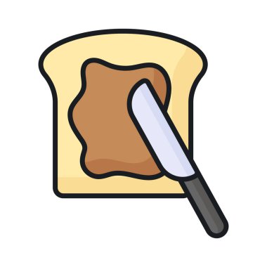 Bıçak ve çikolata ezmeli dilimlenmiş ekmek, modaya uygun bir tost ikonu.