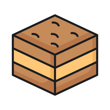 Çikolatalı kek kek vektörü. Beyaz arka planda izole edilmiş tatlı çikolatalı pasta ikonu