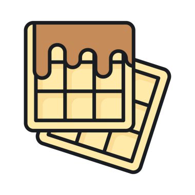 Çikolatalı waffle 'ın modern tarzda düzenlenebilir bir vektörü, premium simge kullanmaya hazır