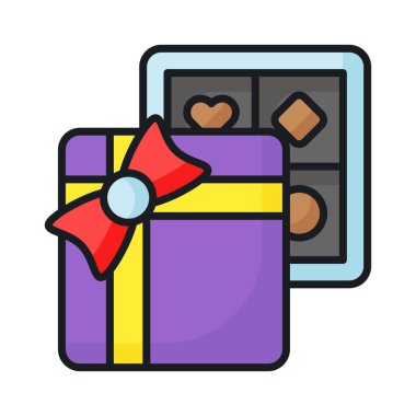 Kurdeleli bir kutu çikolata, çikolatalı bir hediye.